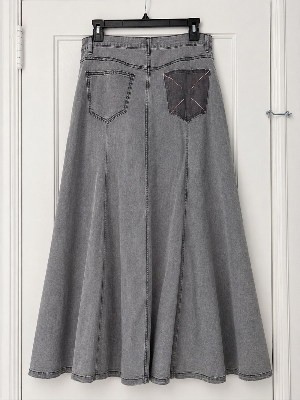 Easel Gray Washed Denim Maxi Skirt Long Boho Western NWT L - Picture 5 of 10